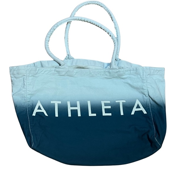 Athleta Canvas Tote Blue Ombre Large Bag for Gym, Beach,‎ or Travel - Picture 1 of 8